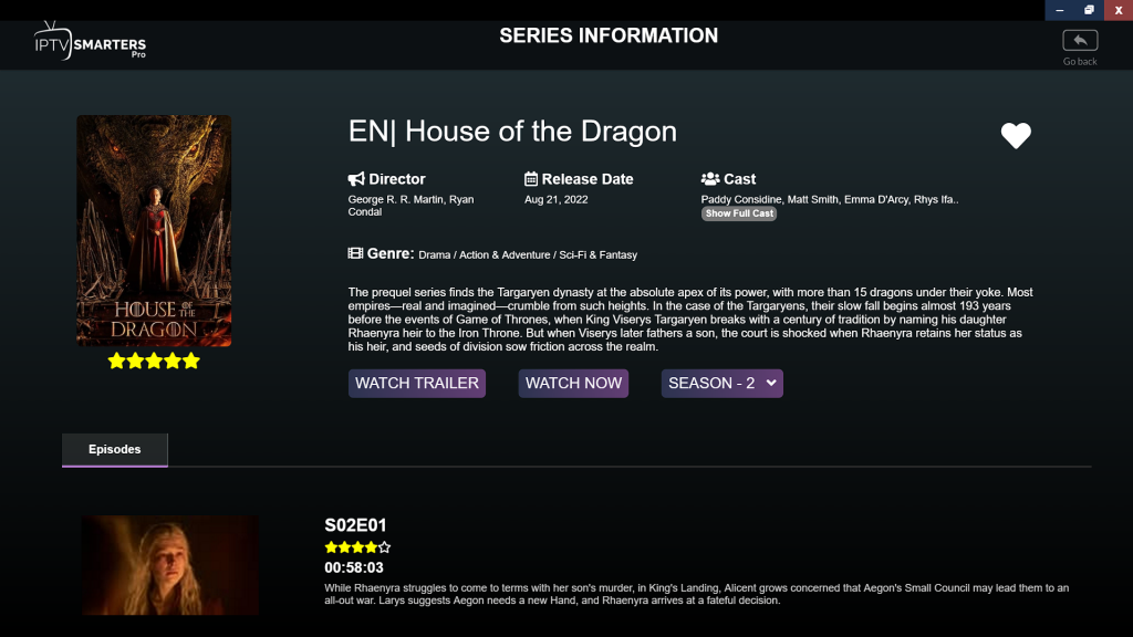 House of the Dragon season 2 IPTV Trends